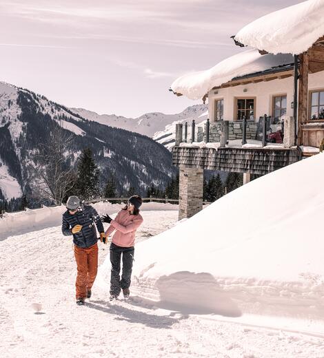 winter hike to the hut in Saalbach